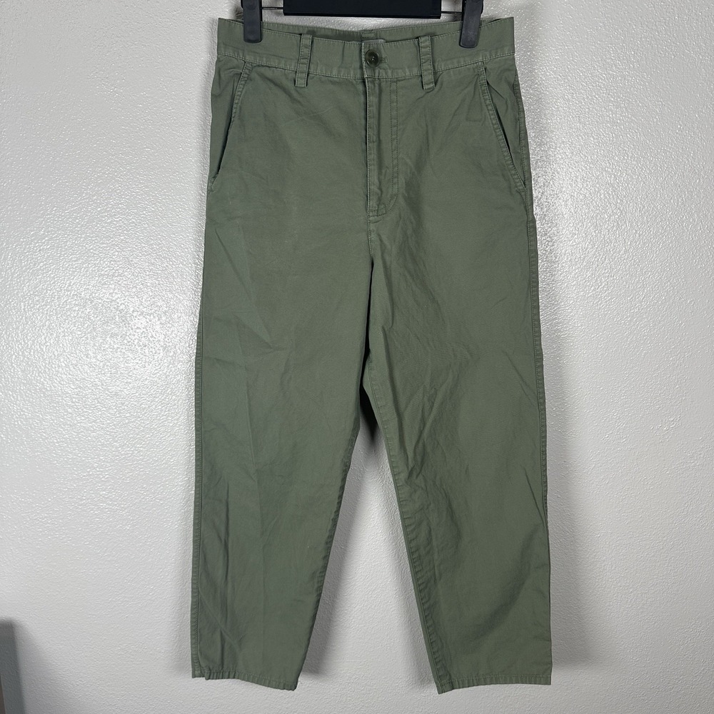 COS Womens Size 4 Green High-Waist Cotton Straight Tapered Leg Twill Pants